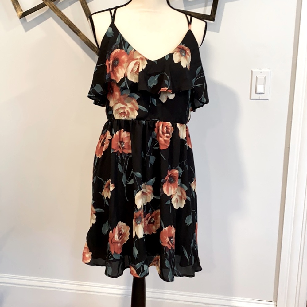 Floral Print Cross-back Dress